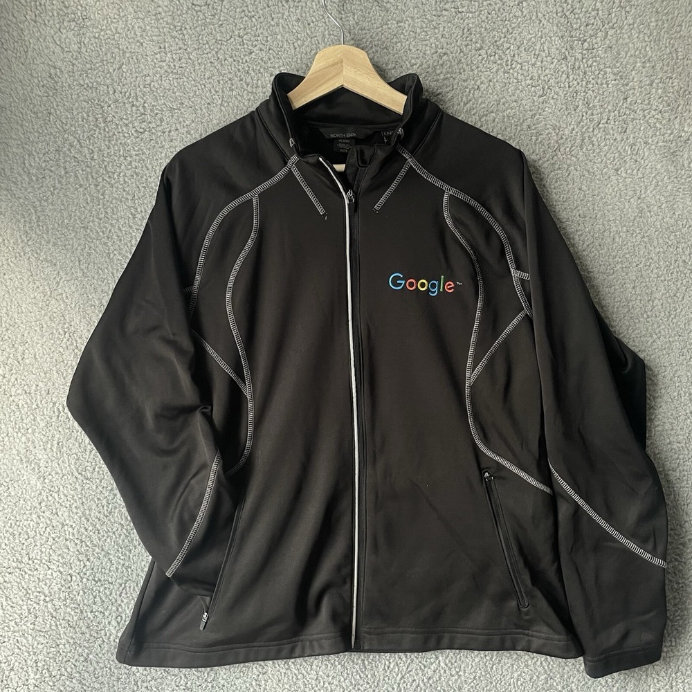 North End Jacket Women XL Black Google Embroidered Full Zip Softshell Active